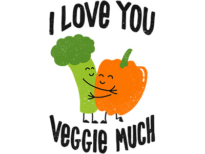 I Love You Veggie Much character design food hand lettering humour illustration love vegetarian veggie