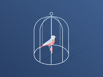 Bird 2d bird bird house cage gradient isometric pet robin vector