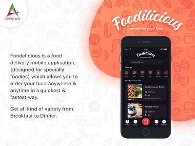 Foodelicious dribbble android appsinvo branding design food and drink food app food delivery app foodie illustration iphone restaurant ui ux