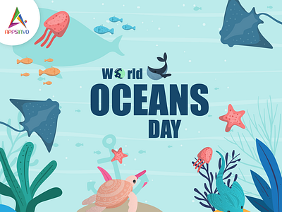 Happy World Oceans Day 3d branding graphic design motion graphics