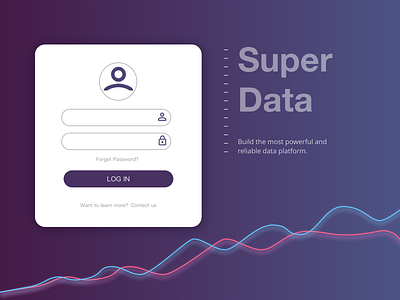 Log in screen for a Data Company