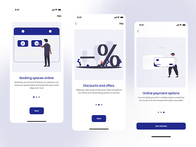 OnBoarding Screens for Co-Working Space Mobile app app auth authentication checkout design illustration interface ios launch screen login material mobile mobile design onboarding sign in splash screen ui ui kit ux welcome