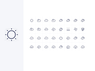 日历应用天气部分图标绘制 app design icon interface ui weather icon