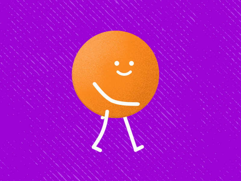 Happy Orange animation bounce character illustrator mograph motion graphics orange purple walk cycle walking