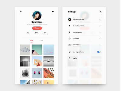 Daily UI Challenge 006/007:: User Profile/Settings daily ui photo app profile settings social app user profile