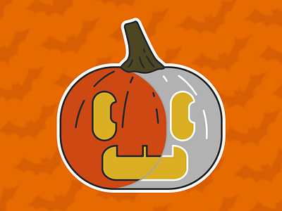 Spooktober Sticker halloween illustration pumpkin skull sticker sticker mule