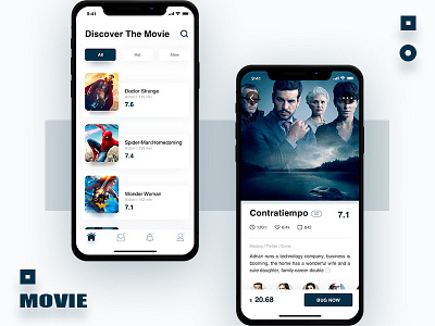 2 MOVIE PAGES app black book buy cinema design movie ui white