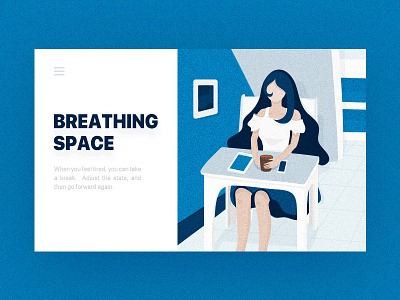 Breathing Space 2d blue color design home illustration man white