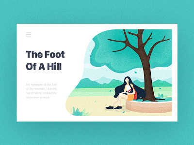 The Foot Of A Hill 2d color design green illustration man white