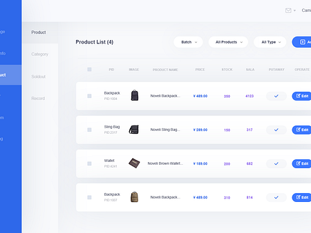 ProductList by Camila for Null on Dribbble