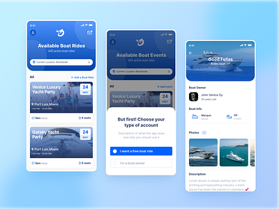 Yacht Mobile App UI ⛵ design ui ux web design webdesign website yacht