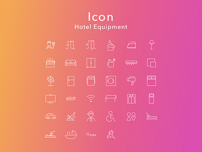 Hotel Equipment Icon equipment furniture hotel icon illustrator travel