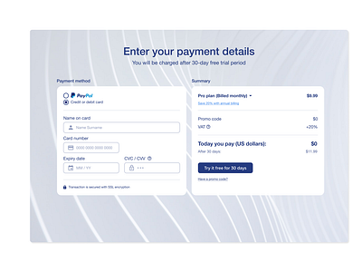 Payment details form