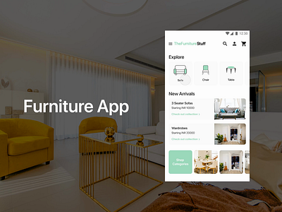 TheFurnitureStuff App animation app design eye catching icon illustration interaction minimal typography ui