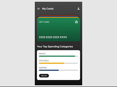 My Cards App animation app design eye catching interaction minimal ui