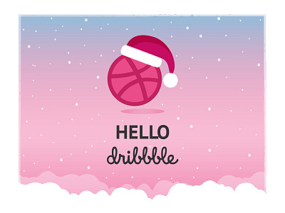 Hello Dribbble christmas illustration snow