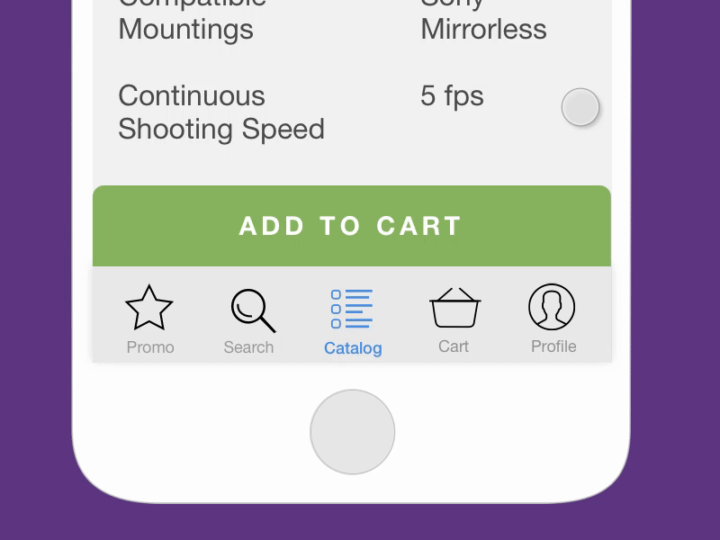Adding to cart animation for photo store app animation app cart gif interface ios mobile store ui ui design