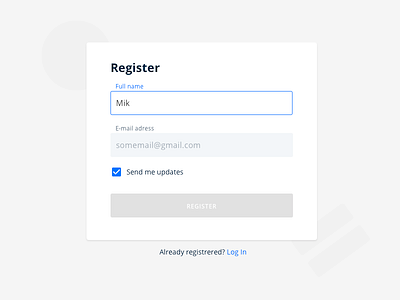 Registration form clean form form fields interface login login form login page redesign register ui