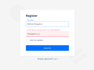 Registration form 2 clean ui error field form interface register registration form sign up ui ui design