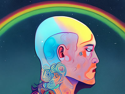 Rainbow Crystal Monk graphic design
