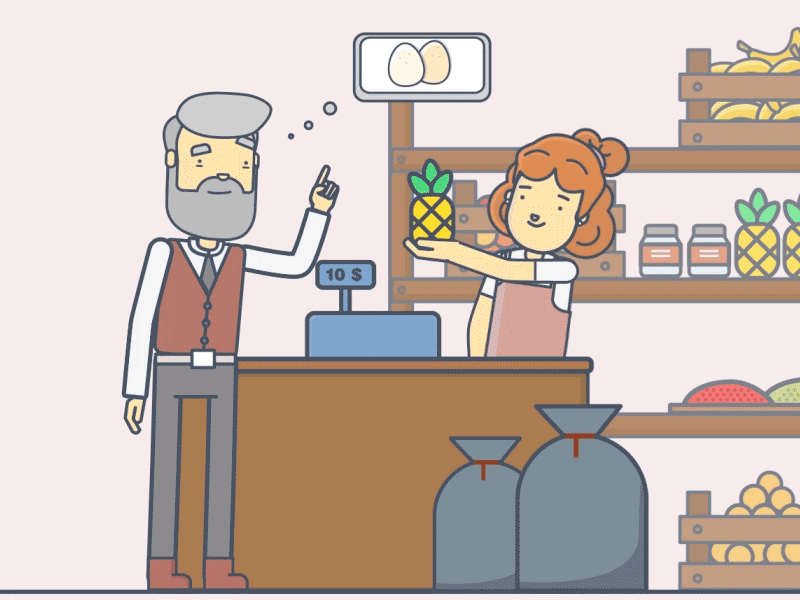 Grocery 2d after effects cartoon character explainer flat funny grandpa grocery illustration oldman shop