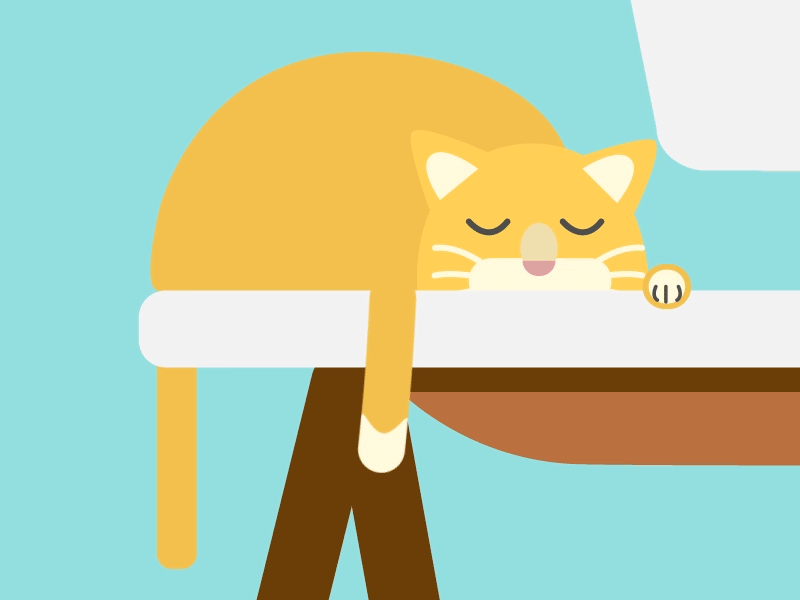 Sleeping Cat ae after effects animation cat clean desktop flat funny minimal sleeping sweet yellow