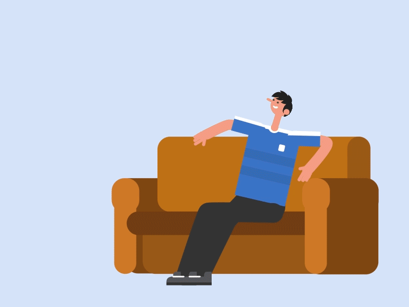 Hungry Guy clean couch explainer flat funny guy hungry minimal pizza