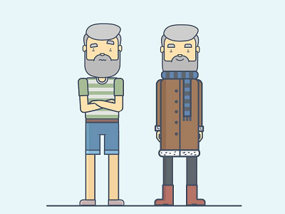 Senior 2d beard coat cold explainer flat grandpa hot minimal old senior