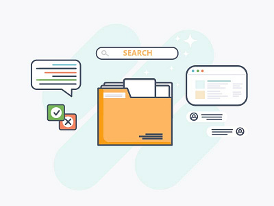 Search browse browser flat folder icon info infographic interface lines search tick