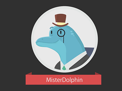 Mr. Dolphin 2d animal animation desk dolphin explainer flat funny illustration mac minimal table