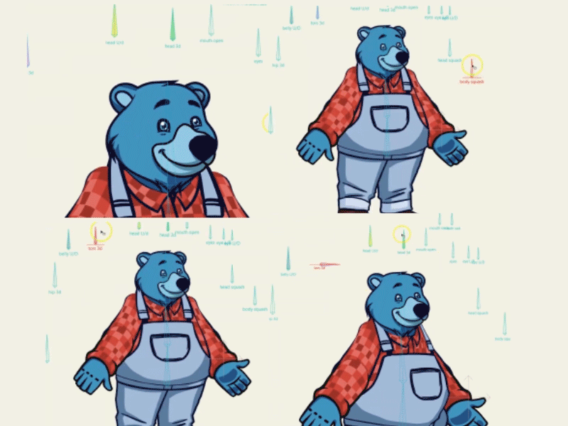 blue bear rig 2d 3d animal animation bear cartoon explainer funny moho moho12 rig rigging