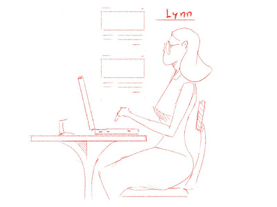 lynn 2d desk desktop explainer flat grain info infographics office sketch woman