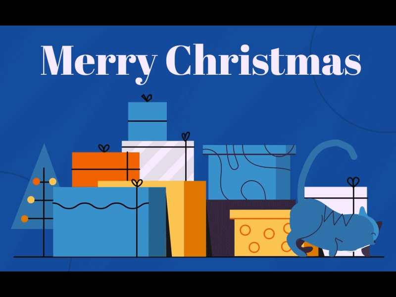 Cat - Merry Christmas 2d after effects animation cartoon cat catlover cats character christmas design explainer flat framebyframe gift gifts holidays traditional ui ux web