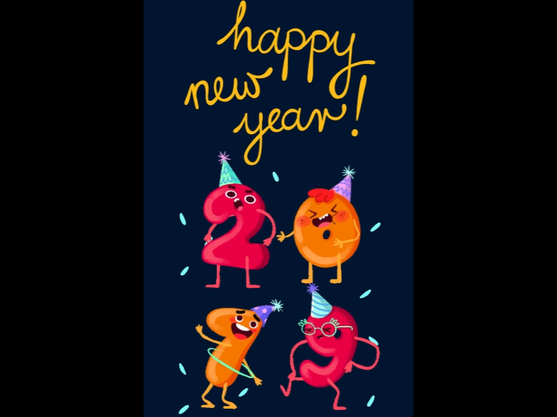 2019 2019 2d after effects animation branding cartoon character eve explainer flat funny illustration logo newyear party ui vector