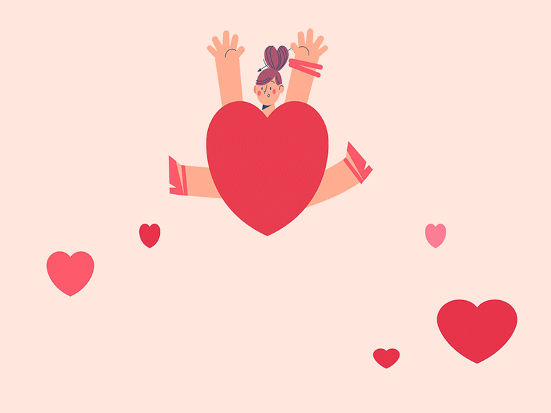heart-girl 2d bouncing boygirl cartoon character explainer falliing funny girl heart heartbeat hearts illustration love