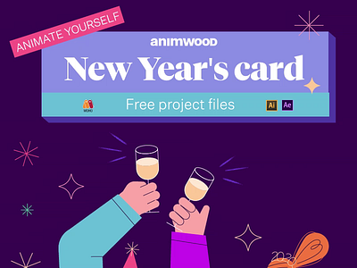 Free Project Files 2d after effects animation file cartoon champagne explainer free file free rig freebie freebies happy illustration new year new years eve ui ux vector