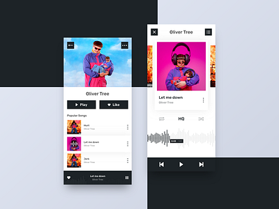 Music App app black dark music player ui white