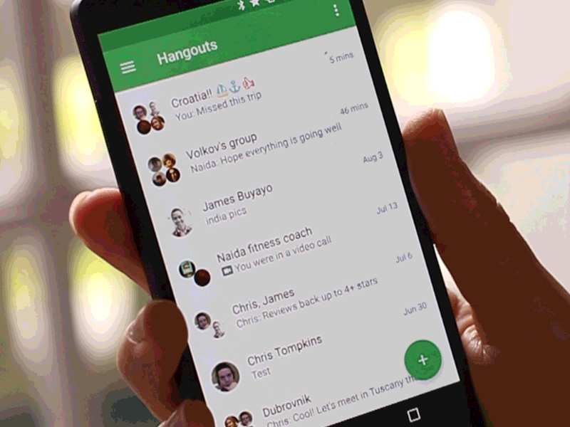 Full material update for Google Hangouts android mobile app google hangouts material