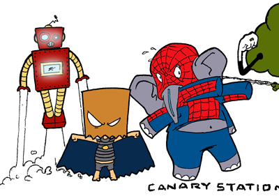 Canary Station Heroes avengers awesome batman cartoon cartoons characters heroes illustration illustrations illustrator ironman photoshop