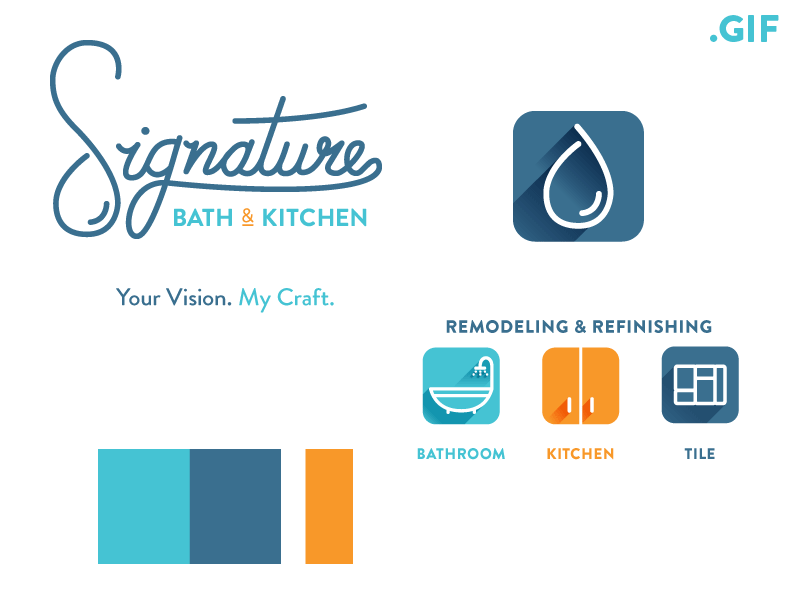 Logo Color Options aqua bath black blue crimson hand lettering identity kitchen logo refinishing tile vintage