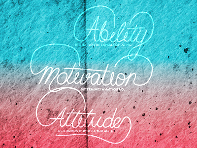Attitude blue gradient hand lettering pencil tool quote red texture