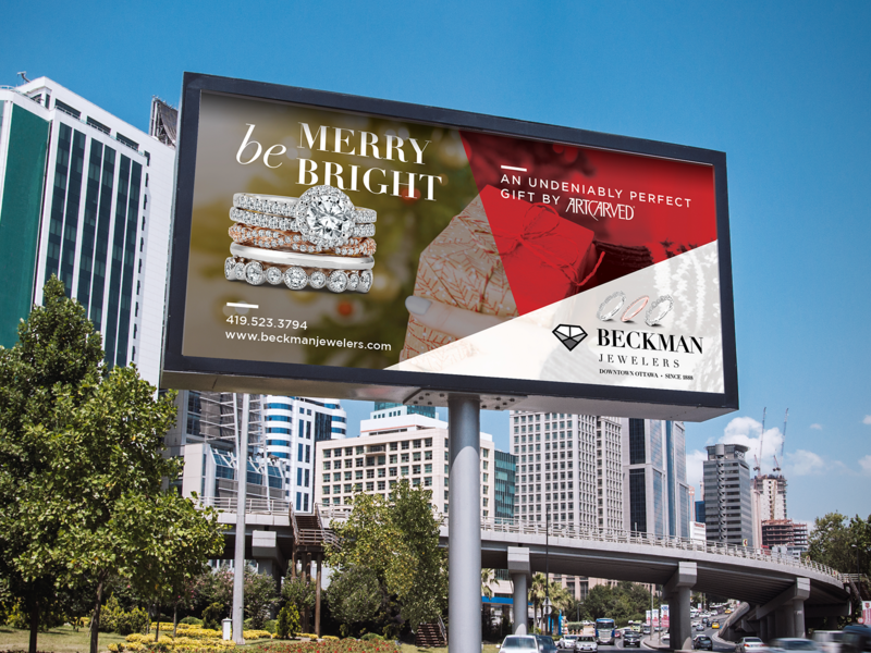 Be Merry. Be Bright. billboard dimaonds holiday instagram post localization mockup
