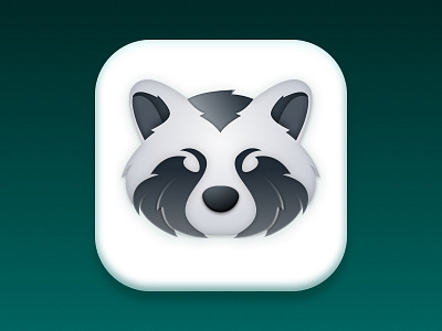 Raccoon Icon animal app app icon gradient graphism grey icon logo raccoon rebound sketch