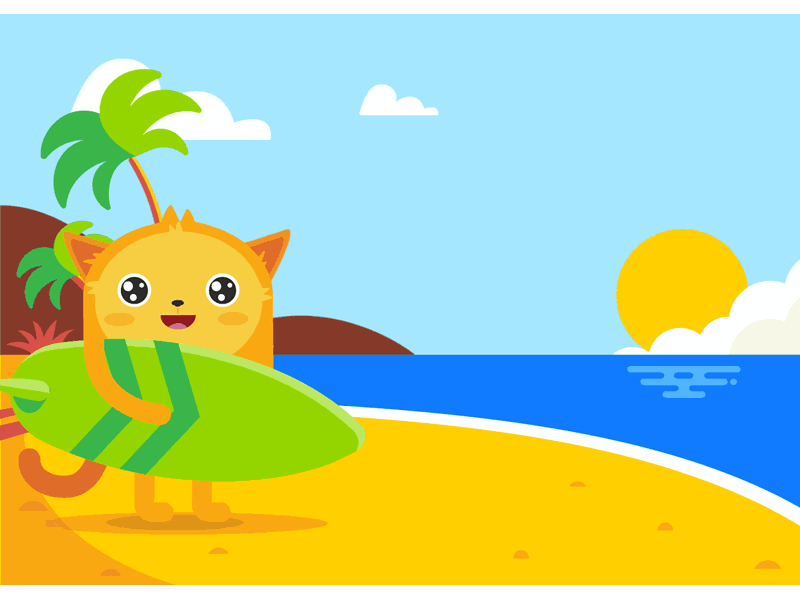 Jotform 2018 July Newsletter Banner cat gif gif animation podo summer summer sale surfing