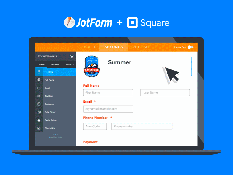 Summer camp payments made simple with Square and JotForm kids camping kite kids summer camp form builder registration form camping summer camp payment square jotform gif
