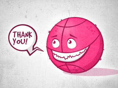 Dribbble Thank You basketball debut illustration monster monster ball monsterball pink thank