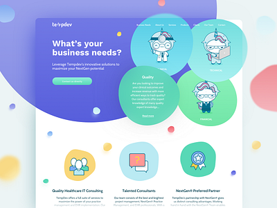 Healthcare Consulting Website bubbles business buttons clinical colors colourful design doctor financial health icons illustration landing page quality technical ui ux web