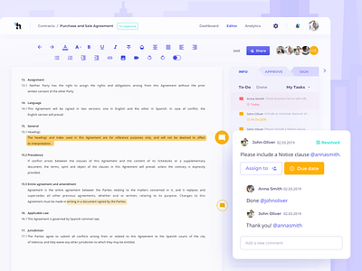 Law Business Platform business colourful comment comments edit editing editor law lawyers members online smart tabs tasks team todo tools ui underlined writing