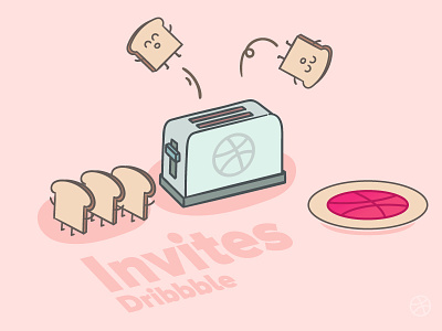 Dribbble Invites basketball breads breakfast draft dribbble giveaway invitation invitations invite invites toasty vector