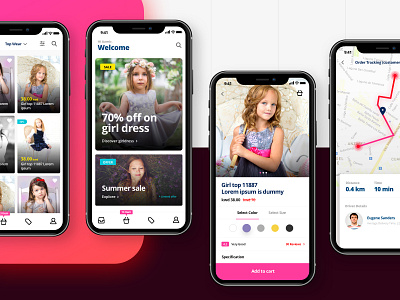 e-commerce clothes shopping app baby cards cart dashboard dribbble ecommerce app iphonex list page order product page report shopping app shopping ui kit tracking ui kit app uiux
